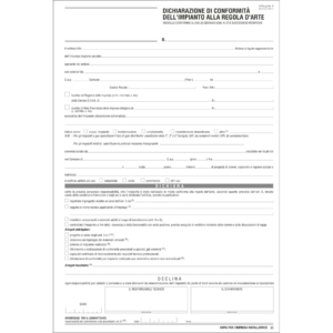 Dichiarazione di conformità dell'impianto alla regola d'arte O.C.L. snap 5 copie - 1562
