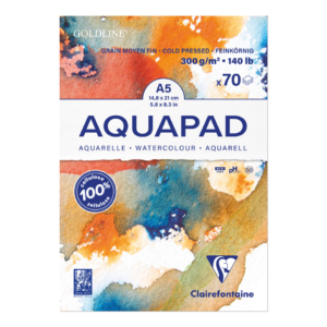 Carta per acquerello Maxiblocco Clairefontaine Goldline Acqua - formato A5 - 70 fogli - 300g/m² - 975720C (conf.3)