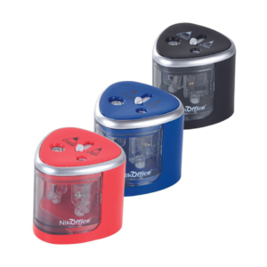 Temperamatite elettrico a 2 fori Nikoffice con serbatoio - colore assortito - 12NIK030