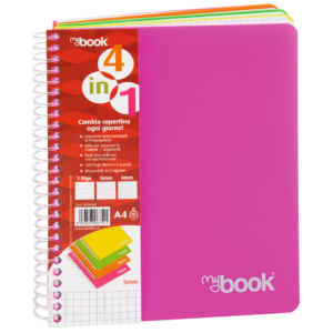 Quaderno Maxi spiralato con fori e copertina 4 in 1 Nikoffice A4 - 100 fogli - 80g/m² a righe 1R - copertina in colore assortito - 30NIK083
