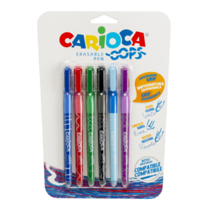 Penne cancellabili Carioca OOPS con inchiostro termosensibile 0,7 mm Assortiti - 43037 (conf.6)