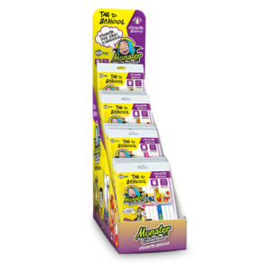 Etichette per la scuola in bustina Rotolificio Pugliese mix Fluo e Monster collection 75x37 mm - ESPBTSM01 (Espositore 100 pezzi)