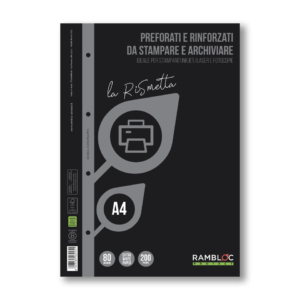 Blocco fogli perforati e rinforzati Rambloc LA RISMETTA 100 fogli bianchi A4 - 80g/m² - 90506995