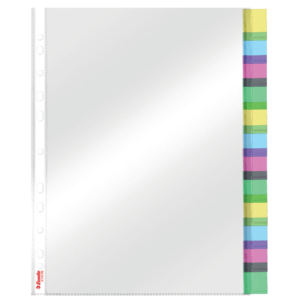 Buste a perforazione universale Index Esselte - 12 tasti colorati - f.to A4 - PPL lucido - 414170