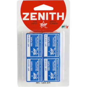 Punti Zenith art. 130/E per blister (standard 6/4) con filo in acciaio naturale (4 scatole da 1.000 punti)
