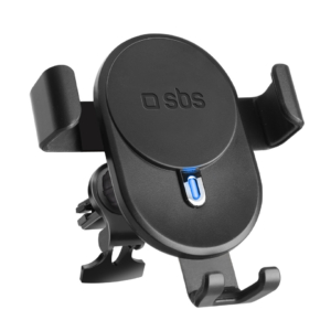 Supporto con ricarica wireless SBS 10W e clip extra strong Nero TESUPWIR10CLIPSTG