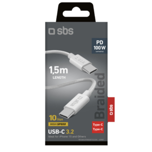Cavo SBS USB-C/USB-C 3.2 - 100W - 10 Gbps - grigio