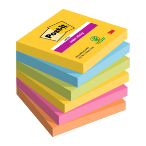 Foglietti Post-it® Super Sticky Carnival - blocchetti da 90 foglietti 76x76 mm - 654-6SS-CAR (conf.6)