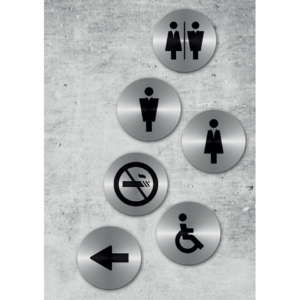 Targhette adesive Securit® in acciaio inox - icone assortite - SI-SS-SET (conf.6)