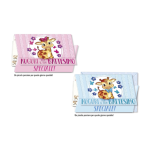 Biglietti augurali portasoldi Battesimo Cromo - Assortiti BT.8166 (conf.12)