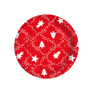 Piatti piani in fibra vergine Dopla Red Xmas Ø180 mm 11817 (conf.10)