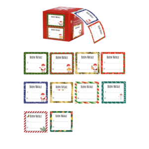 Scatola da 50 chiudipacco adesivi Biembi fantasia natalizia BAP202F39