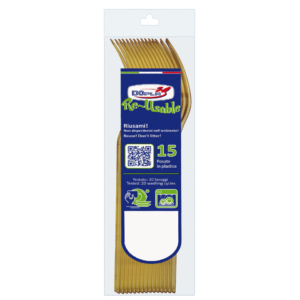 Forchette compact in polistirene Dopla Reusable oro 180 mm 03981 (conf.15)