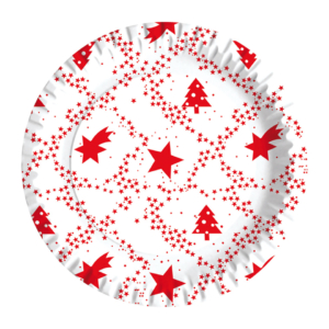 Piatti piani in fibra vergine Dopla Red Xmas Ø230 mm 11816 (conf.10)