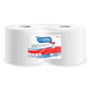 Bobine industriali Lucart Smart Plus in pura cellulosa 2 veli - rotoli da 520 strappi bianco - 852694 (conf.2)
