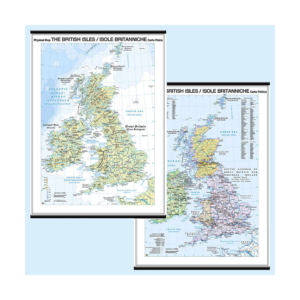 Carta geografica murale politica e fisica Isole Britanniche Belletti