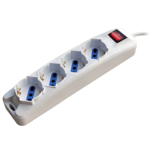 Multipresa a 4 prese schuko/bipasso 10/16A MKC - bianca con interruttore spina 2P+T 16A -  492518350