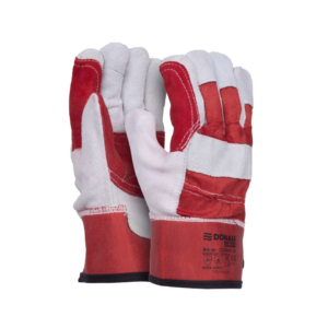 Guanti da lavoro in pelle bovina crosta grigio-rosso Donau Safety - Tg. 10,5/XL - 32165431-10 (conf.12)