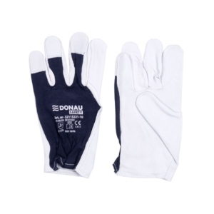 Guanti da lavoro in pelle di capra con polsino elastico bianco-blu navy Donau Safety - Tg. 11/XXL (conf.12)