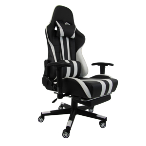 Poltrona gaming Unisit CH braccioli reg. e poggiapiede nero rivestimento in sky nero/bianco - CHJUV