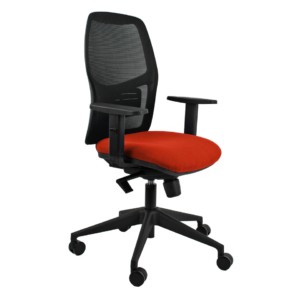 Seduta operativa con schienale in rete con braccioli Unisit Q3 rivestimento ignifugo rosso - HUQ3/BRF/IR