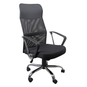 Poltrona direzionale Unisit CH5 Eco smart schienale in rete e braccioli nero CH5/KN