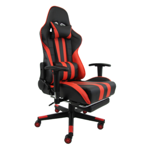 Poltrona gaming Unisit CH braccioli reg. e poggiapiede nero rivestimento in sky nero/rosso - CHMIL