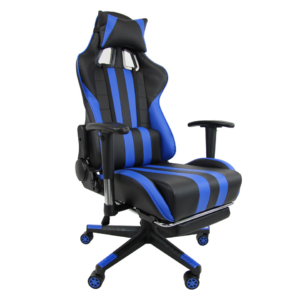 Poltrona gaming Unisit CH braccioli reg. e poggiapiede nero rivestimento in sky nero/blu - CHINT