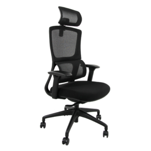 Poltrona Unisit CH3255 semi-direzionale ergonomica con braccioli con poggiatesta e poggiareni in rete nero - CH3255