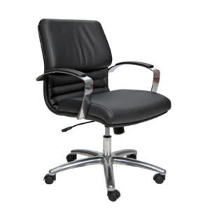 Poltrona direzionale Unisit Cygnus rivestimento sky nero schienale basso CYDC/KN