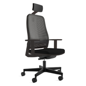 Seduta semi-direzionale schienale in rete nero con braccioli e poggiatesta Unisit Titan sedile tessuto Chili nero