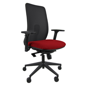 Seduta operativa Unisit Argo con braccioli e schienale in rete rosso ARA/BRF/SLR