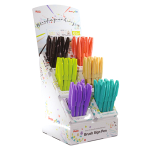Espositore 60 pennarelli punta in fibra Pentel Brush Sign Pen Trendy colori assortiti - 0022404