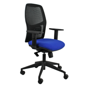 Seduta operativa con schienale in rete con braccioli Unisit Q3 rivestimento ignifugo blu - HUQ3/BRF/IB