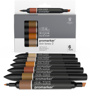 Pennarelli Winsor&Newton Promarker doppia punta fine-scalpello 2,5-0,5mm - toni carne scuro - 0290115 (conf.6)