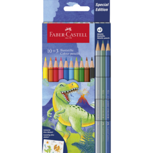 Matite colorate Faber-Castell fusto esagonale 10 Classic dinosauro + 3 Metallic - 111213 (conf.13)