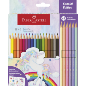 Matite colorate Faber-Castell fusto esagonale 18 Classic unicorno + 6 Pastel - 111221 (conf.24)