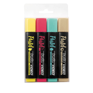Evidenziatori Tratto Video Pastel in astuccio appendibile colori pastello assortiti - F835802 (conf.4)