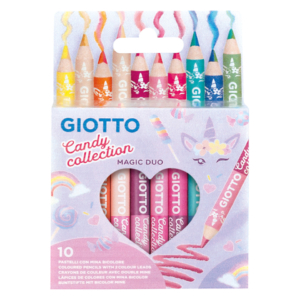 Matite colorate con punta bicolore GIOTTO Magic Duo Candy Collection in astuccio colori pastello (conf.10)