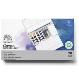 Set acquerelli Winsor&Newton Cotman Painting Plus 16 mezzi godet + 3 tubetti tempere da 8 ml colori assortiti -