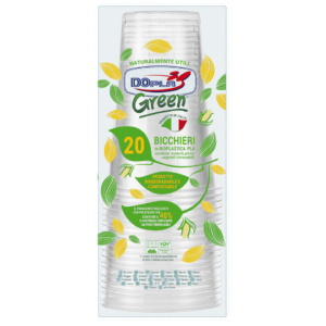 Bicchieri monouso in PLA Dopla Green compostabili 390 ml - trasparente - 22708 (conf.20)
