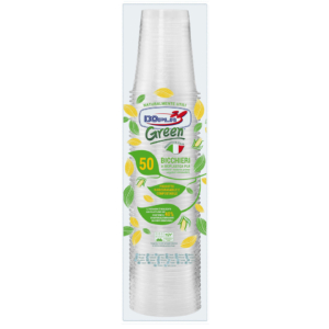 Bicchieri monouso in PLA Dopla Green compostabili 200 ml - trasparente - 22679 (conf.50)