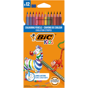 Matite colorate BIC Kids Evolution Stripes 3,05 mm con fusto esagonale - colori assortiti - 9505222 (conf.12)