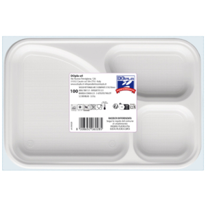 Vassoio rettangolare in PS Dopla Professional 3 scomparti 315x210 mm - 06028 (conf.100)