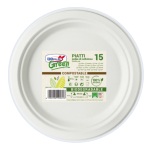 Piatti piani in polpa Dopla Green Ø 220 mm bianco - 07741 (conf.15)