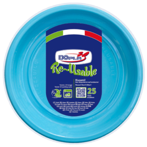 Piatti piani in PS Dopla Reusable Ø 220 mm turchese - 11841 (conf.25)