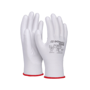 Guanti da lavoro Donau Safety in poliestere e spalmati di PU bianco sul palmo - Tg. 6 - 32031321-06 (conf.12)