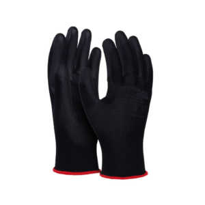 Guanti da lavoro Donau Safety in poliestere e spalmati di PU nero sul palmo - Tg. 8 - 32031221-08 (conf.12)