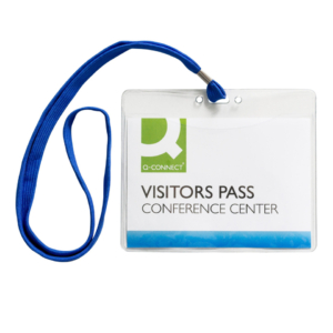 Portabadge in PVC morbido 154x127 mm con cordoncino blu - KF18613 (conf.25)