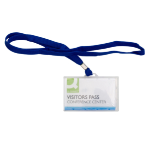 Portabadge rigido in PP 94x60 mm con cordoncino blu - KF17112 (conf.50)